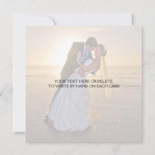 Hochzeitsdanken Foto Flat Square Card Dankeskarte (Rückseite)