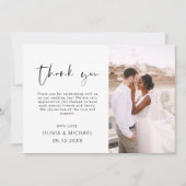 Hochzeitsdanken Foto Minimalistisch Modern Dankeskarte (Vorderseite)