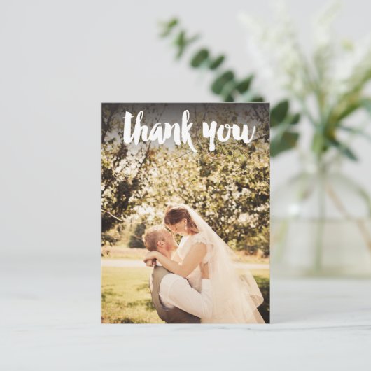 Hochzeitsdanken Foto Overlay Postkartenvorlage Postkarte (Stehend Vorderseite)