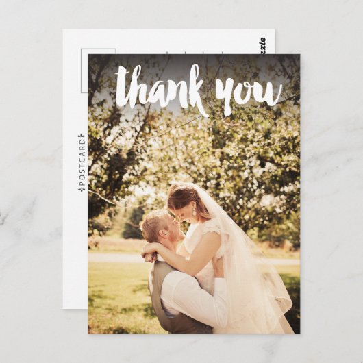 Hochzeitsdanken Foto Overlay Postkartenvorlage Postkarte (Vorne/Hinten)