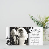 Hochzeitsdanken - Fotokarte - Schwarz & Weiß Dankeskarte (Stehend Vorderseite)