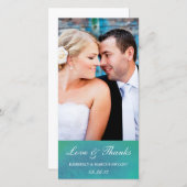 Hochzeitsdanken für Aquamarine grüne Wasserfarbe Dankeskarte (Vorne/Hinten)