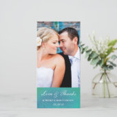 Hochzeitsdanken für Aquamarine grüne Wasserfarbe Dankeskarte (Stehend Vorderseite)