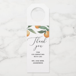 Hochzeitsdanken für die Blumenzitrusgarten Flaschenanhänger