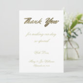 Hochzeitsdanken für die elegante ivory-Gold-Typogr Dankeskarte (Stehend Vorderseite)