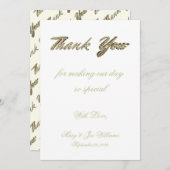 Hochzeitsdanken für die elegante ivory-Gold-Typogr Dankeskarte (Vorne/Hinten)