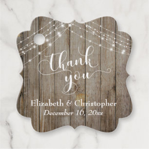 Hochzeitsdanken für Ihr gewittertes Holz & Licht Geschenkanhänger