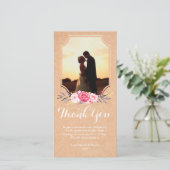 Hochzeitsdanken für Ihre Aquarellfarben-Blume Foto Dankeskarte (Stehend Vorderseite)