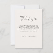 Hochzeitsdanken für modernes Foto-Minimalskript Einladung (Rückseite)
