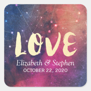 Hochzeitsdanken Galaxy-Sternennebel Quadratischer Aufkleber