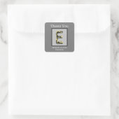 Hochzeitsdanken: Gold Black Letter E Monogram Quadratischer Aufkleber (Tasche)
