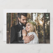 Hochzeitsdanken Handgeschriebenes Foto Elegant Dankeskarte (Vorderseite)