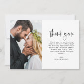 Hochzeitsdanken Handgeschriebenes Foto Elegant Dankeskarte (Rückseite)
