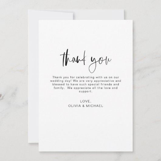 Hochzeitsdanken Handgeschriebenes Foto Minimalisti Dankeskarte (Rückseite)