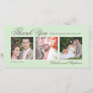 Hochzeitsdanken im Mint Drei Fotokarte Dankeskarte