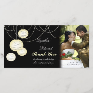 Hochzeitsdanken Ivory Round Lanterns Foto Card Dankeskarte