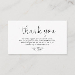 Hochzeitsdanken, Minimales Design, Schwarzer Schri Begleitkarte