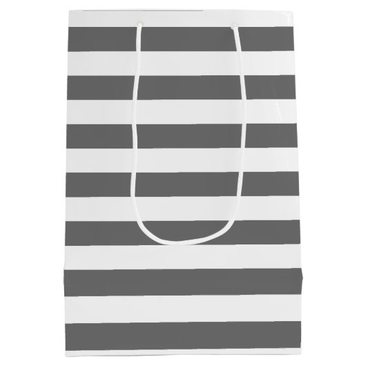 Hochzeitsdanken mit modernem gestreiftem Muster Mittlere Geschenktüte (Rückseite)