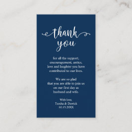Hochzeitsdanken, Modern Simple Rustic Navy Blue Begleitkarte