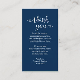 Hochzeitsdanken, Modern Simple Rustic Navy Blue Begleitkarte