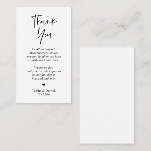 Hochzeitsdanken, Moderne, einfache Skriptumrandung Begleitkarte (Vorne/Hinten)