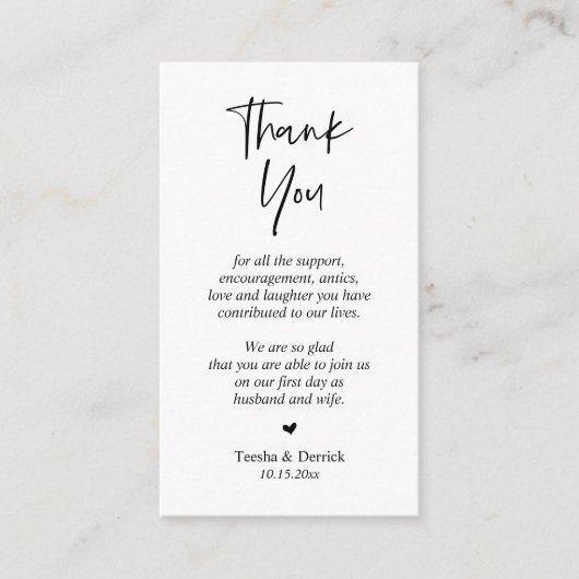 Hochzeitsdanken, Moderne, einfache Skriptumrandung Begleitkarte (Vorderseite)