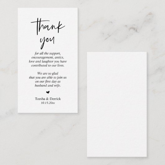 Hochzeitsdanken, Moderne, einfache Skriptumrandung Begleitkarte (Vorne/Hinten)