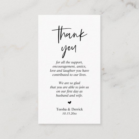 Hochzeitsdanken, Moderne, einfache Skriptumrandung Begleitkarte (Vorderseite)