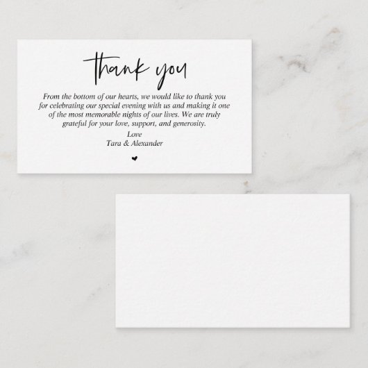 Hochzeitsdanken, Moderne, einfache Skriptumrandung Begleitkarte (Vorne/Hinten)