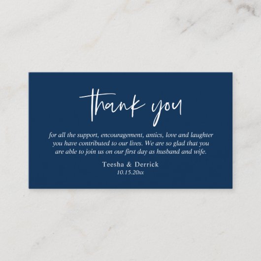 Hochzeitsdanken, Moderne, einfache Skriptumrandung Begleitkarte (Vorderseite)