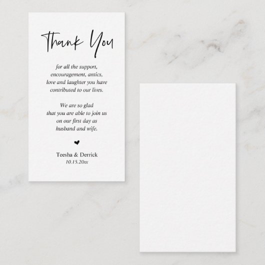 Hochzeitsdanken, Moderne, einfache Skriptumrandung Begleitkarte (Vorne/Hinten)