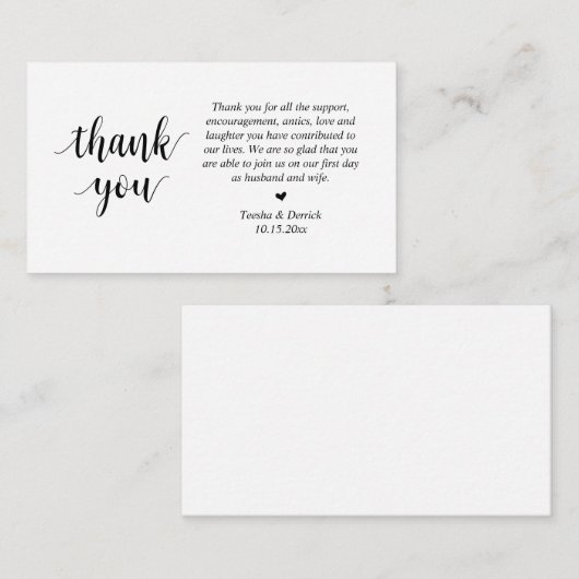 Hochzeitsdanken, Moderne Skripteinschlusskarte Begleitkarte (Vorne/Hinten)