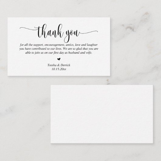 Hochzeitsdanken, Moderne Skripteinschlusskarte Begleitkarte (Vorne/Hinten)