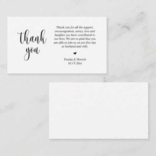 Hochzeitsdanken, Moderne Skripteinschlusskarte Begleitkarte (Vorne/Hinten)