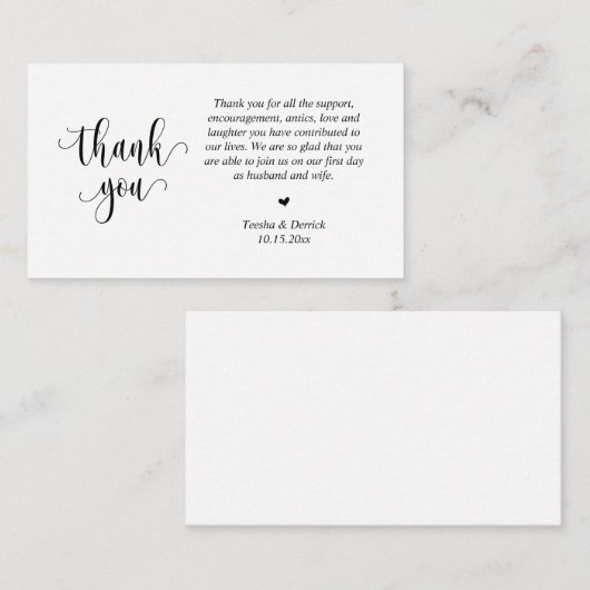 Hochzeitsdanken, Moderne Skripteinschlusskarte Begleitkarte (Vorne/Hinten)