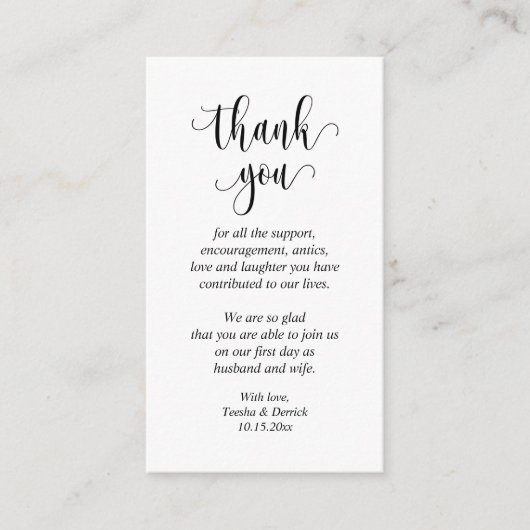 Hochzeitsdanken, Moderne Skripteinschlusskarte Begleitkarte (Vorderseite)