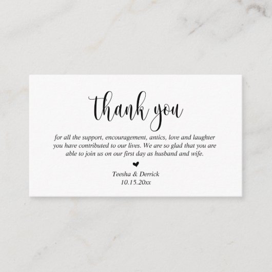 Hochzeitsdanken, Moderne Skripteinschlusskarte Begleitkarte (Vorderseite)