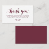 Hochzeitsdanken, Modernes Burgund-Skript Begleitkarte (Vorne/Hinten)