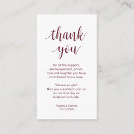 Hochzeitsdanken, Modernes Burgund-Skript Begleitkarte