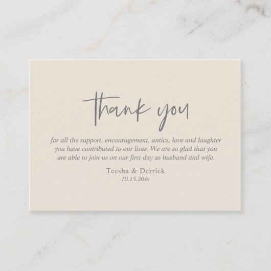 Hochzeitsdanken, Modernes, einfaches, dunkles Grau Begleitkarte (Vorderseite)