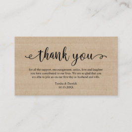 Hochzeitsdanken, Modernes Rustikales Braunholz Begleitkarte