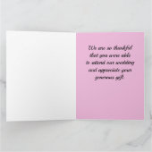 Hochzeitsdanken Pink Blume Gast-Wertschätzung Dankeskarte (Innenseite)