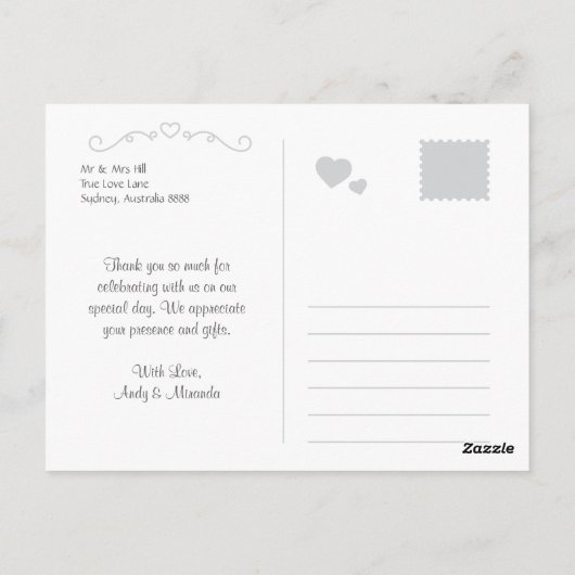 Hochzeitsdanken Postkarten Fotokarten Custom (Rückseite)