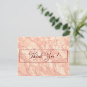 Hochzeitsdanken, Rose Gold Marmor, Nachricht, Vs 2 Postkarte (Stehend Vorderseite)