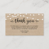 Hochzeitsdanken, Rustikale Saitenleuchten Holz Begleitkarte (Vorderseite)