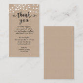 Hochzeitsdanken, rustikale String Lights Kraft Begleitkarte (Vorne/Hinten)