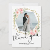 Hochzeitsdanken Sie Blush Floral Gold Foil Geometr Einladung (Vorderseite)