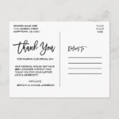 Hochzeitsdanken Sie dem modernen Brush Script-Foto Postkarte (Rückseite)