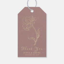 Hochzeitsdanken Sie Gold Blume Dusty Rose Script Geschenkanhänger