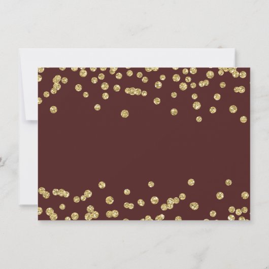 Hochzeitsdanken Sie Gold Glitzer Confetti Marsala Dankeskarte (Rückseite)